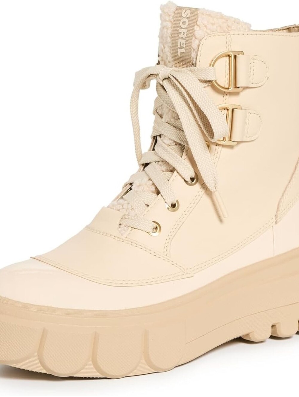Like New!! Sorel Women's Lace-Up Platform Combat Boots in Cream and Tan Size 10M